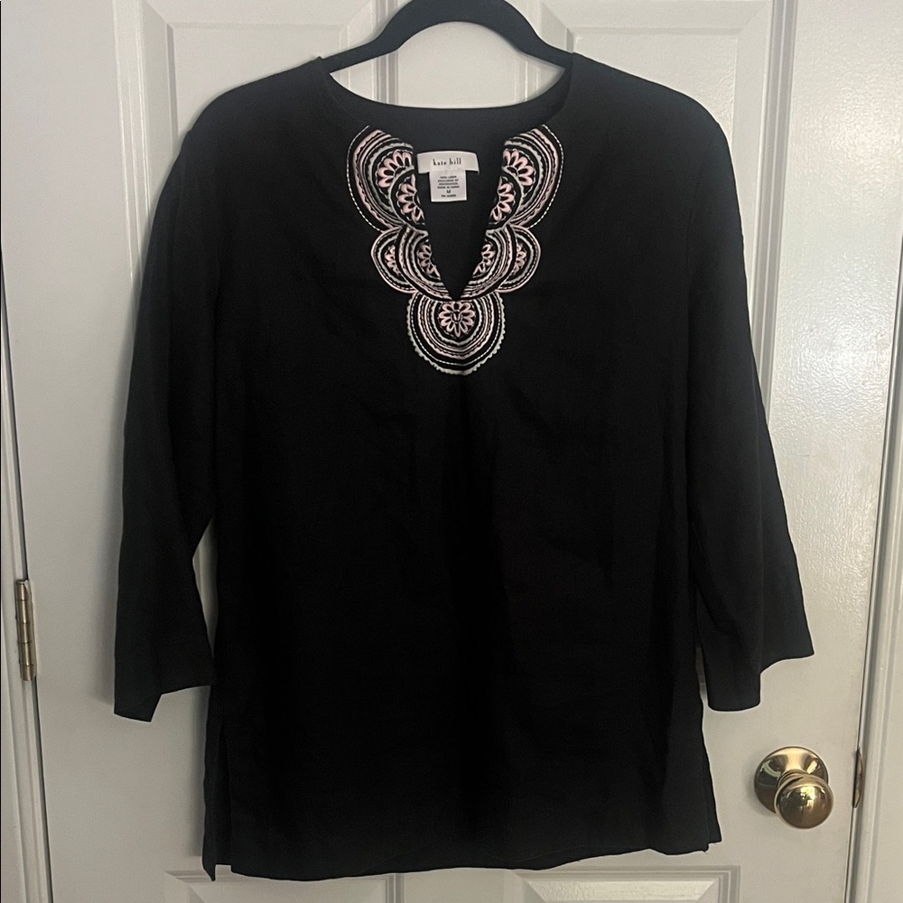 Kate Hill linen black and pink  tunic